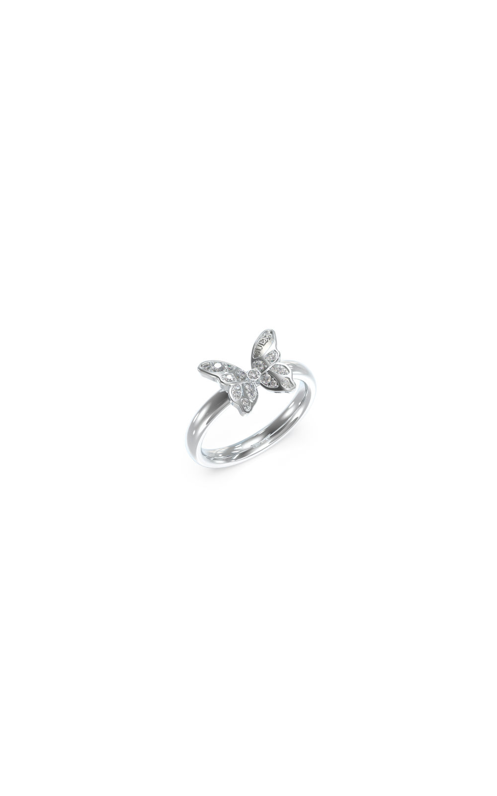 GUESS STEEL CHRYSALIS JUBR04109JWRH-No.54 Δαχτυλίδι Ασημένιο Με Πεταλούδα