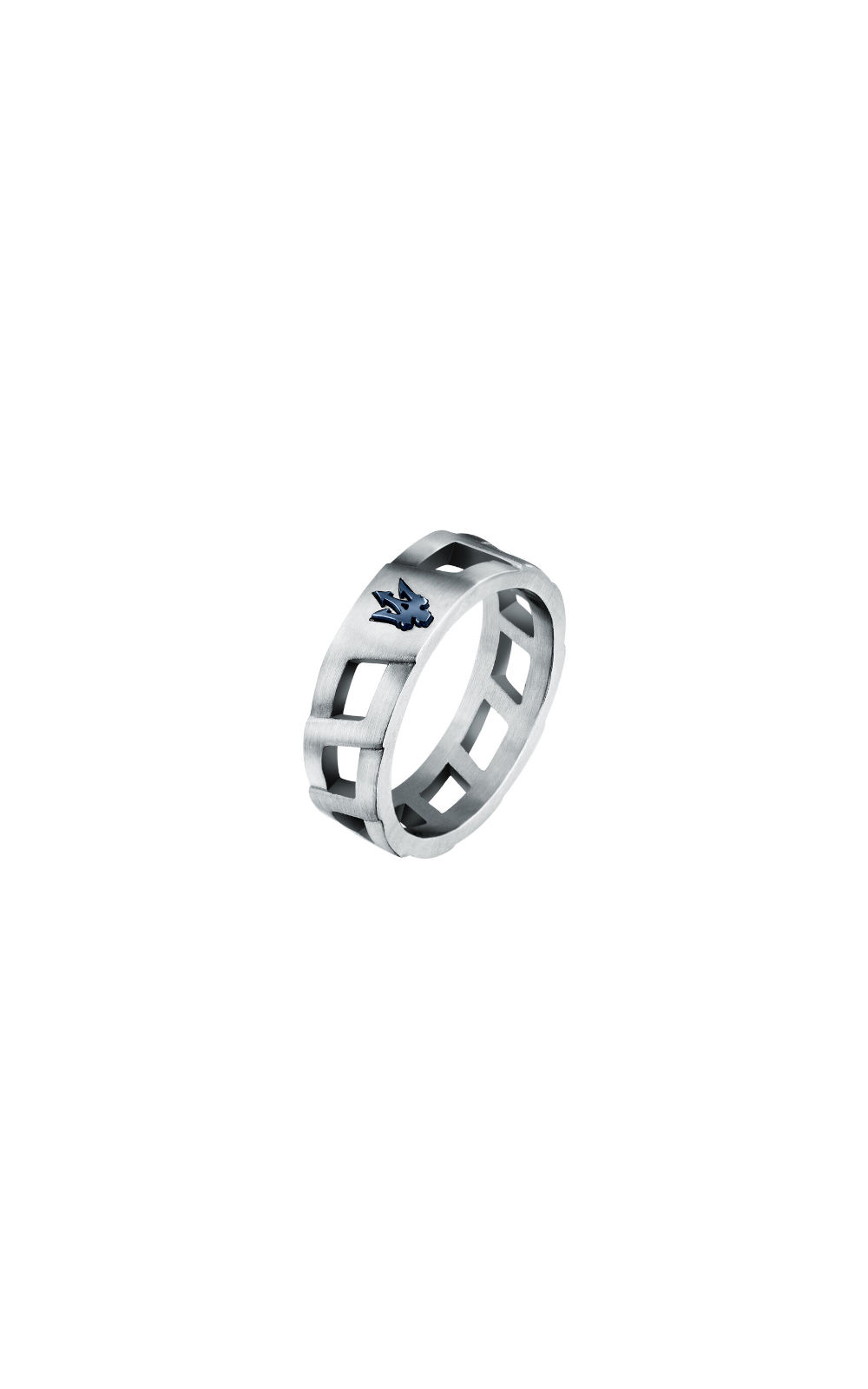 MASERATI RING JM334AVD500-No.23 Ασημένιο Ανδρικό Δαχτυλίδι Με Μπλε Τρίαινα
